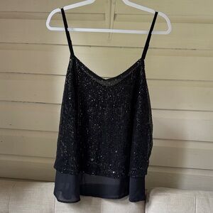 Black Sequin Satinior top